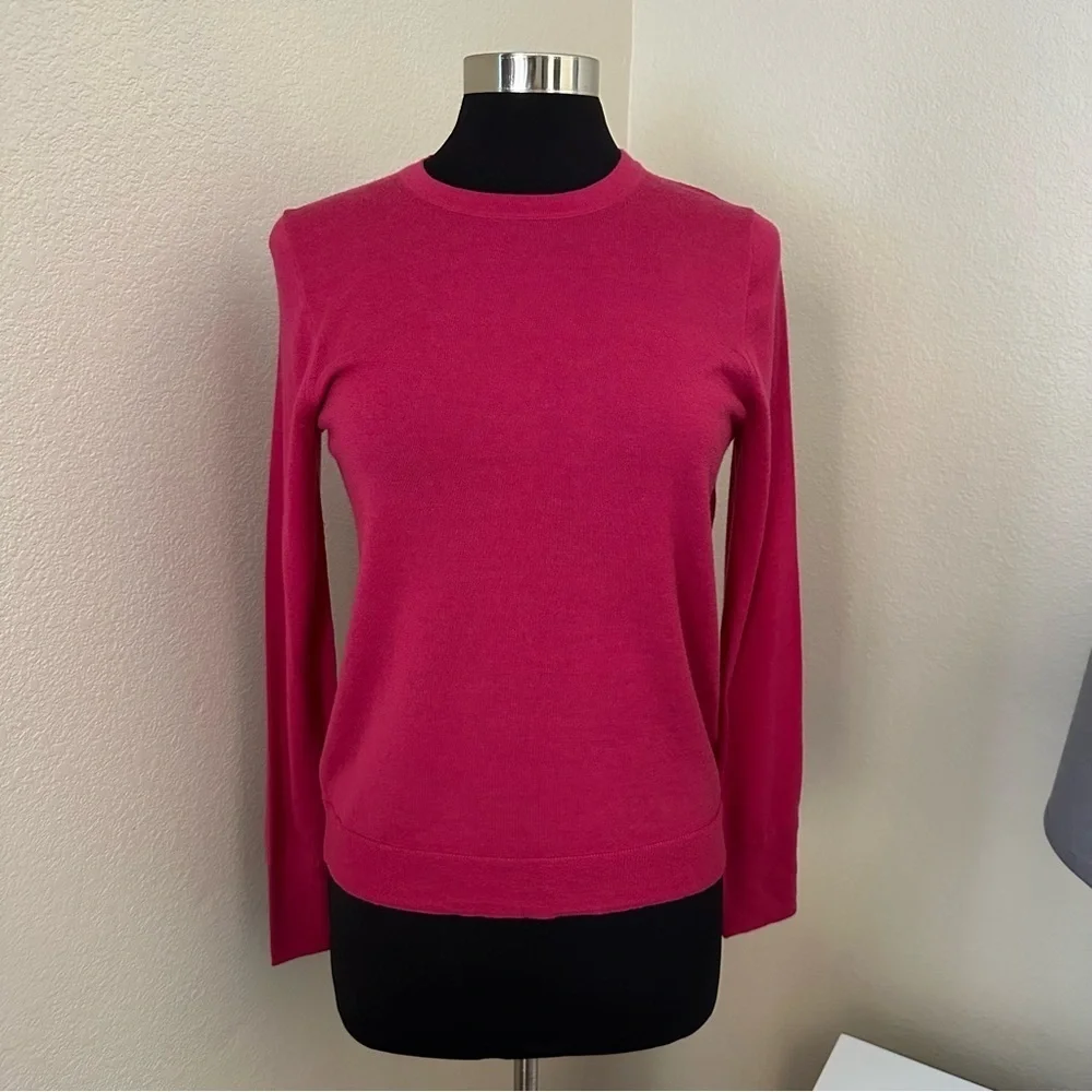 J. Crew Merino Wool Fuchsia Long Sleeve Lightweight Sweater Size S
